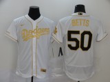 MLB Los Angeles Dodgers #50 Betts White Golden Flex Base Elite Jersey