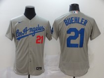 MLB Los Angeles Dodgers #21 Buehler Grey Flex Base Elite Jersey