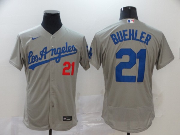 MLB Los Angeles Dodgers #21 Buehler Grey Flex Base Elite Jersey