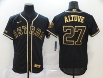 Men's Houston Astros #27 Jose Altuve 2020 Black Golden Flex Base Elite Jersey