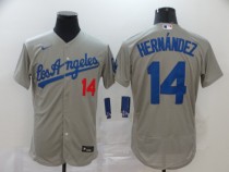 MLB Los Angeles Dodgers #14 Hernandez Grey Flex Base Elite Jersey