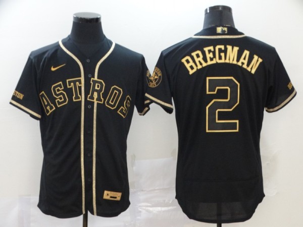Men's Houston Astros #2 Alex Bregman 2020 Black Golden Flex Base Elite Jersey