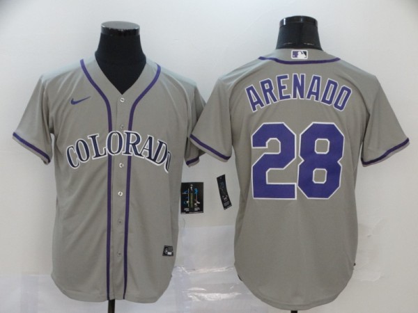 MLB Colorado Rockies #28 Arenado Grey Nike Game Jersey