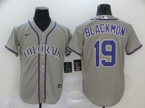 MLB Colorado Rockies #19 Blackmon Grey Nike Game Jersey