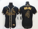 MLB Cardinals #4 Yadier Molina Black Golden Flex Base Elite Jersey