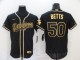 MLB Los Angeles Dodgers #50 Betts Black Golden Flex Base Elite Jersey
