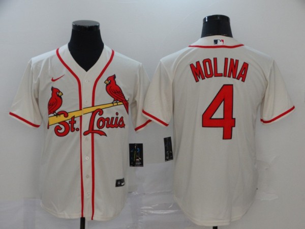 MLB Cardinals #4 Yadier Molina Cream Game Nike Jersey