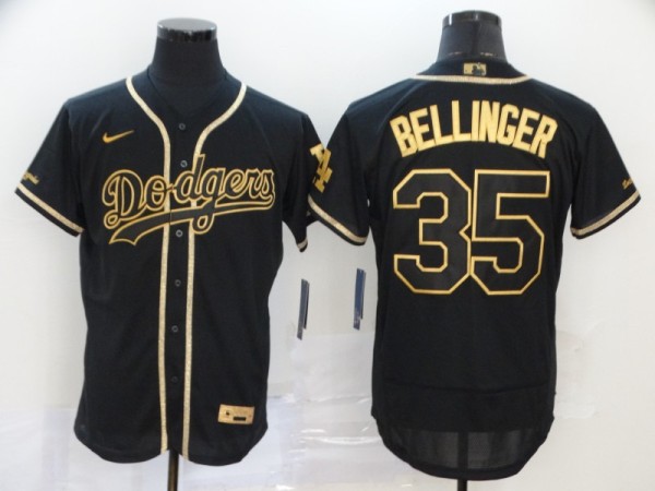MLB Los Angeles Dodgers #35 Cody Bellinger Black Golden Flex Base Elite Jersey