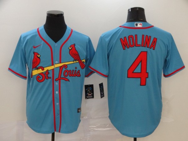 MLB Cardinals #4 Yadier Molina Blue Game Nike Jersey