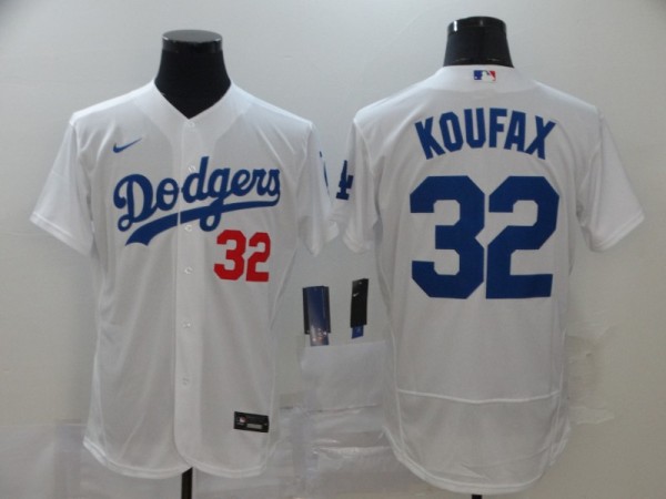 MLB Los Angeles Dodgers #32 Koufax White Flex Base Elite Jersey