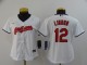 Women MLB Cleveland Indians #12 Francisco Lindor White Game Nike Jersey