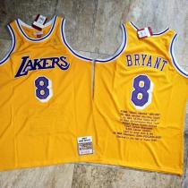 NBA Los Angeles Lakers #8 Kobe Bryant Customized Yellow With Honor Stitched Jersey
