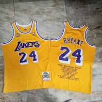 NBA Los Angeles Lakers #24 Kobe Bryant Customized Yellow With Honor Stitched Jersey