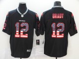 Copy Men's Tampa Bay Buccaneers #12 Brady USA Flag Fashion Black Color Rush Limited Jersey