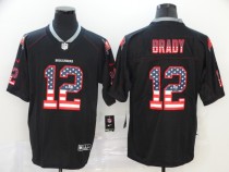 Copy Men's Tampa Bay Buccaneers #12 Brady USA Flag Fashion Black Color Rush Limited Jersey