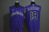 Men's Colorado Rockies #19 Blackmon Purple Sleeveless Baseball Jersey