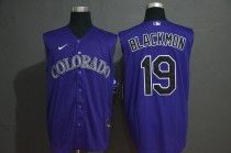 Men's Colorado Rockies #19 Blackmon Purple Sleeveless Baseball Jersey
