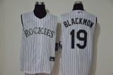 Men's Colorado Rockies #19 Blackmon White Sleeveless Baseball Jersey