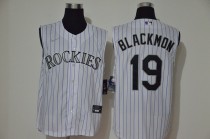Men's Colorado Rockies #19 Blackmon White Sleeveless Baseball Jersey