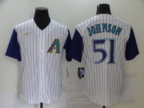 MLB Arizona Diamondbacks #51 Johnson White Throwback Men's Nike Jersey