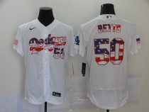 MLB Los Angeles Dodgers White #50 Mookie Betts USA Flag Flexbase Jersey