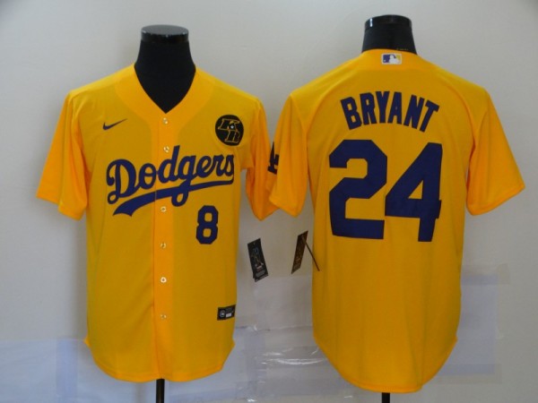Men's Los Angeles Dodgers Orange #8 On Front & #24 On Back Kobe Bryant 2020 KB Patch Game Jersey