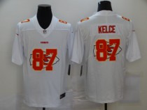 Men's Kansas City Chiefs #87 Kelce White Shadow Logo Limited Jersey