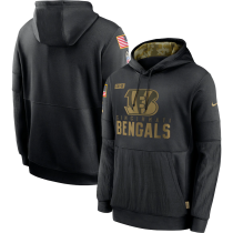 Men's Nike Cincinnati Bengals Black 2020 Salute to Service Sideline Performance Pullover Hoodie