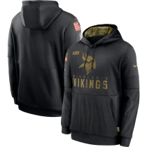 Men's Nike Minnesota Vikings Black 2020 Salute to Service Sideline Performance Pullover Hoodie