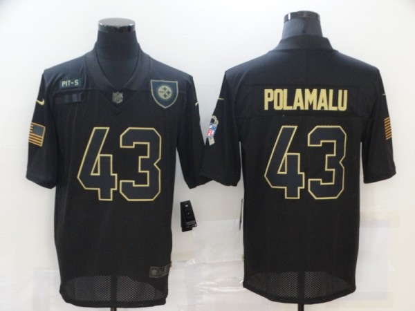 Men's Pittsburgh Steelers #43 Polamalu 2020 Black Salute To Service Limited Jersey