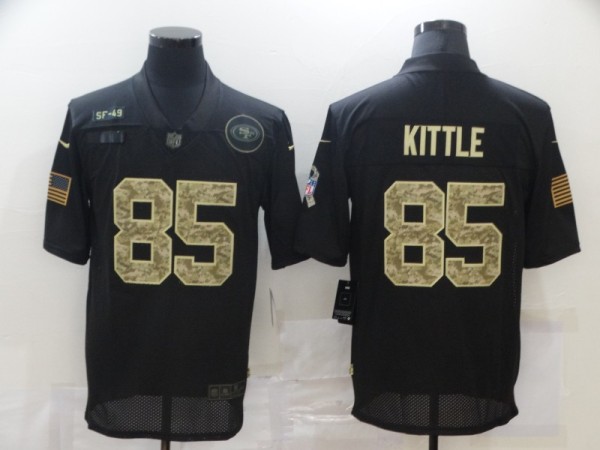 Men's San Francisco 49ers #85 Kittle Black Camo Salute To Service Limited Jersey