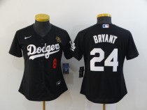 Women MLB Los Angeles Dodgers #8 & #24 Bryant Black Game Nike Jersey