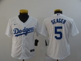 Youth MLB Los Angeles Dodgers #5 Seager White Game Jersey