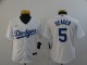 Youth MLB Los Angeles Dodgers #5 Seager White Game Jersey