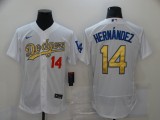 MLB Los Angeles Dodgers Grey #14 Kiké Hernández 2020 White Gold Flexbase Jersey
