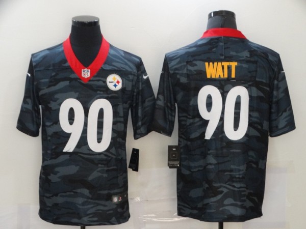 Men's Pittsburgh Steelers #90 T. J. Watt 2020 Black Camo Limited Jersey