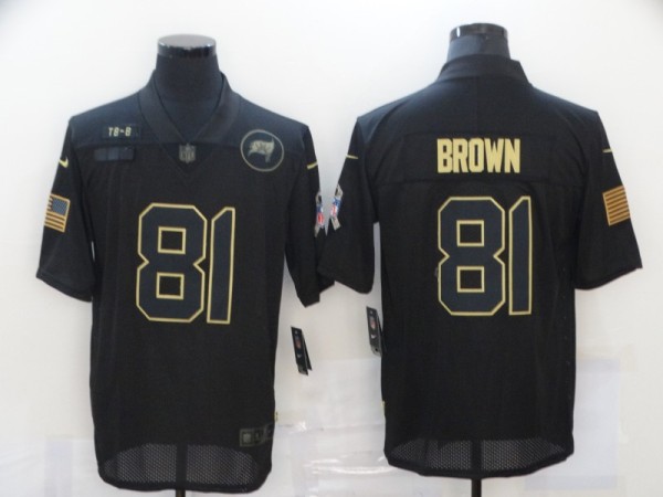 Men's Tampa Bay Buccaneers #81 Brown 2020 Black Salute To Service Limited Jersey