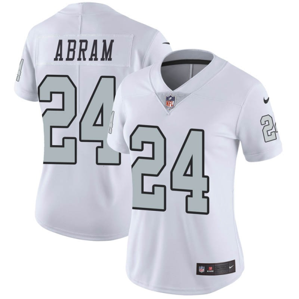 Women Oakland Raiders #24 Johnathan Abram White Color Rush Limited Jersey