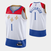Pelicans #1 Zion Williamson White City Edition New Uniform 2020-21 Jersey
