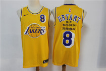NBA Los Angeles Lakers #8 Yellow Commemorative Limited Edition Jersey