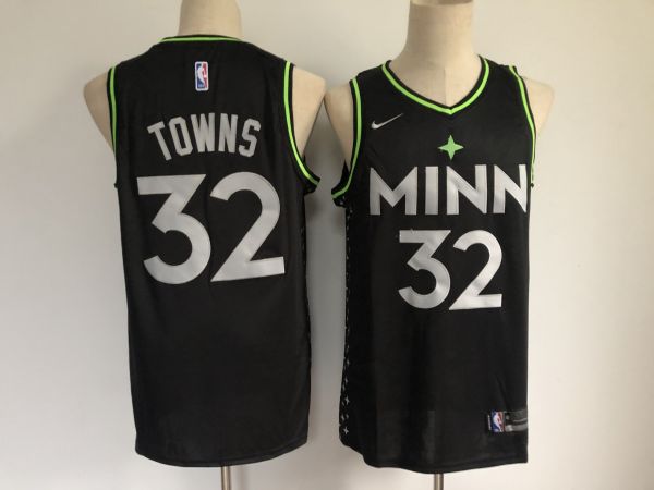 NBA Minnesota Timberwolves #32 Karl-Anthony Towns Black City Swingman 2020-21 Jersey