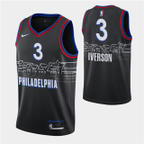 NBA Philadelphia 76ers #3 Allen Iverson Black City Swingman 2020-21 Jersey