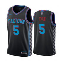 NBA Sacramento Kings Purple #5 De'Aaron Fox Black City Edition Sactown 2020-21 Jersey