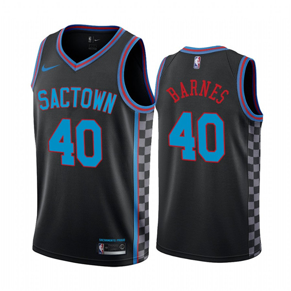 NBA Sacramento Kings Purple #40 Harrison Barnes Black City Edition Sactown 2020-21 Jersey