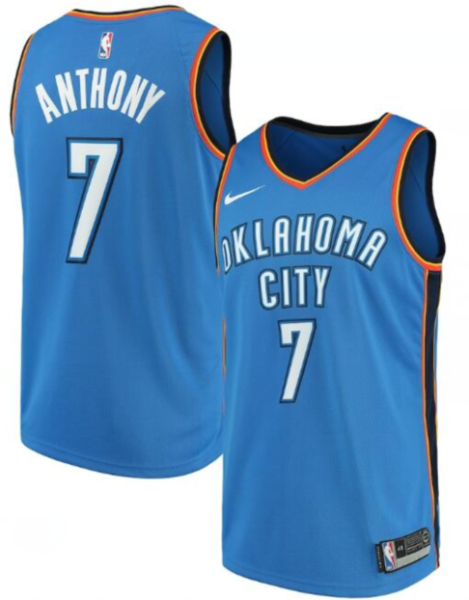 NBA Oklahoma City Thunder Blue #7 Carmelo Anthony Icon Edition Jersey
