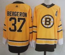 NHL Boston Bruins #37 Bergerow 2020-21 Yellow Reverse Retro Stitched Jersey