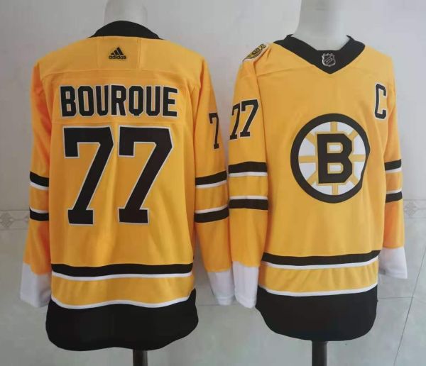 NHL Boston Bruins #77 Ray Bourque 2020-21 Yellow Reverse Retro Stitched Jersey