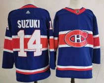 NHL Montreal Canadiens #14 Suzuki 2021 Blue Reverse Retro Stitched Jersey