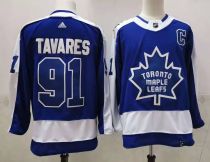 NHL Maple Leafs #91 John Tavares Blue 2020 New Adidas Jersey