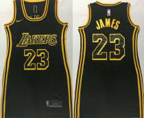 Women NBA Los Angeles Lakers #23 LeBron James Black Dress Jersey